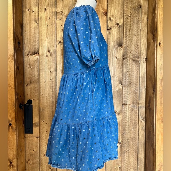 Copper Key Small Denim Cottage Prairie Boho Square Beck Dress 100% Cotton - Picture 4 of 10